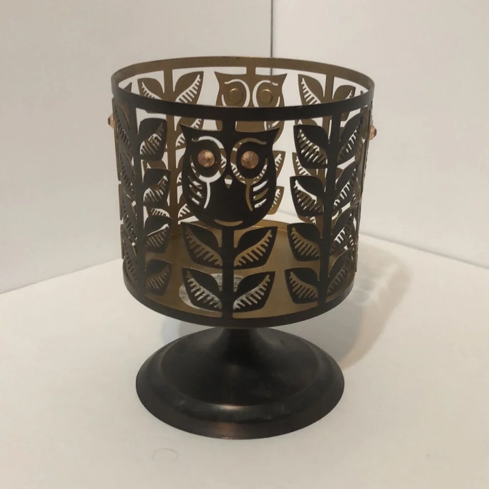Bath & Body Works Owl Bronze Metal Candle Holder